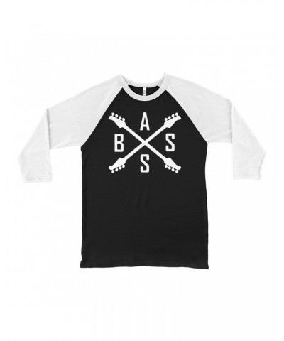 Music Life 3/4 Sleeve Baseball Tee | Bass Player Emblem Shirt $10.79 Shirts