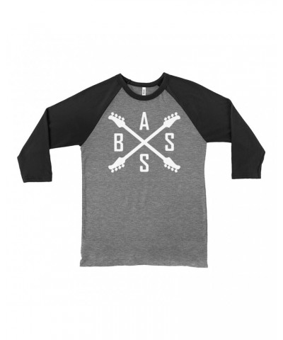 Music Life 3/4 Sleeve Baseball Tee | Bass Player Emblem Shirt $10.79 Shirts