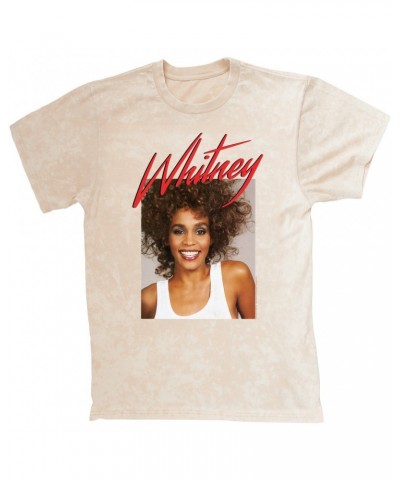 Whitney Houston T-shirt | 1987 Photo And Red Logo Image Mineral Wash Shirt $17.81 Shirts