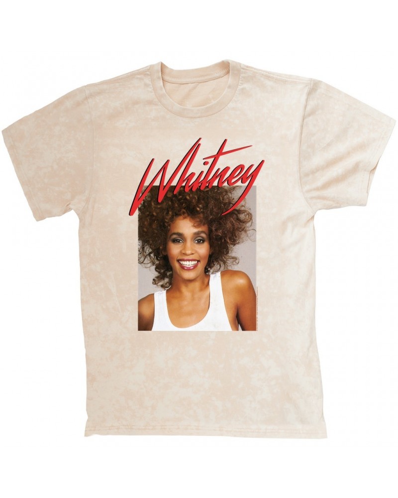 Whitney Houston T-shirt | 1987 Photo And Red Logo Image Mineral Wash Shirt $17.81 Shirts