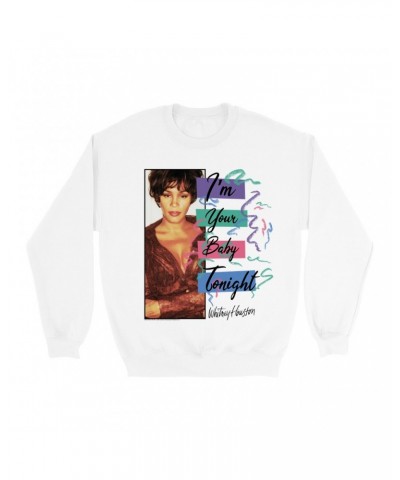 Whitney Houston Sweatshirt | I'm Your Baby Tonight Pastel Party Sweatshirt $26.58 Sweatshirts