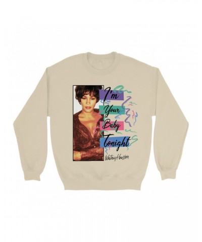 Whitney Houston Sweatshirt | I'm Your Baby Tonight Pastel Party Sweatshirt $26.58 Sweatshirts