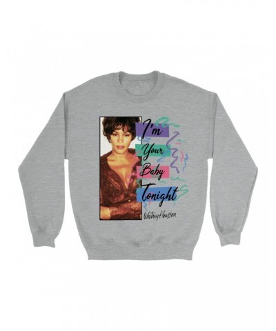 Whitney Houston Sweatshirt | I'm Your Baby Tonight Pastel Party Sweatshirt $26.58 Sweatshirts