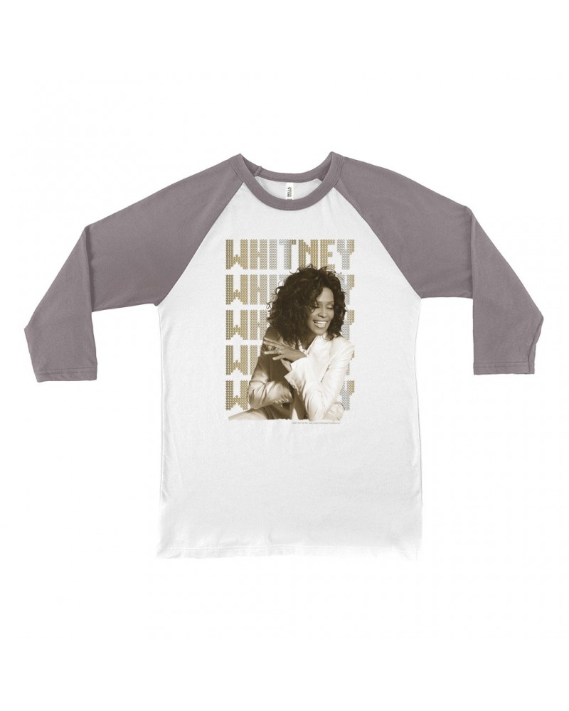 Whitney Houston 3/4 Sleeve Baseball Tee | Whitney Whitney Whitney Star Design Shirt $8.63 Shirts