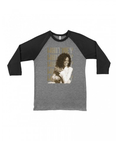 Whitney Houston 3/4 Sleeve Baseball Tee | Whitney Whitney Whitney Star Design Shirt $8.63 Shirts