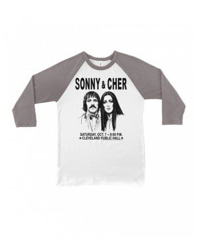 Sonny & Cher 3/4 Sleeve Baseball Tee | Cleaveland Hall Concert Poster Shirt $5.57 Shirts