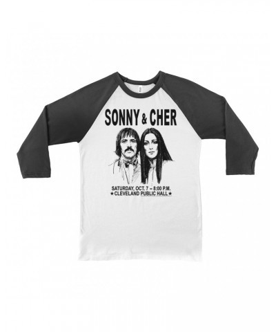 Sonny & Cher 3/4 Sleeve Baseball Tee | Cleaveland Hall Concert Poster Shirt $5.57 Shirts