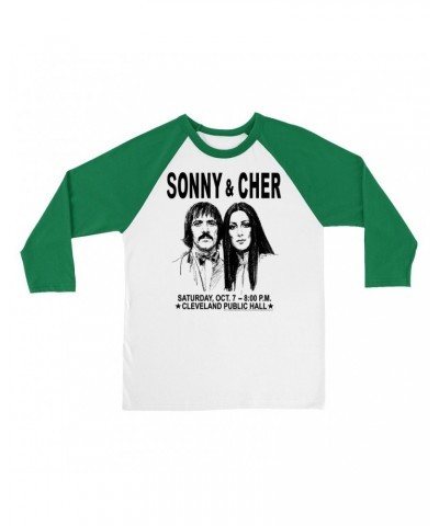 Sonny & Cher 3/4 Sleeve Baseball Tee | Cleaveland Hall Concert Poster Shirt $5.57 Shirts