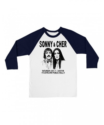 Sonny & Cher 3/4 Sleeve Baseball Tee | Cleaveland Hall Concert Poster Shirt $5.57 Shirts