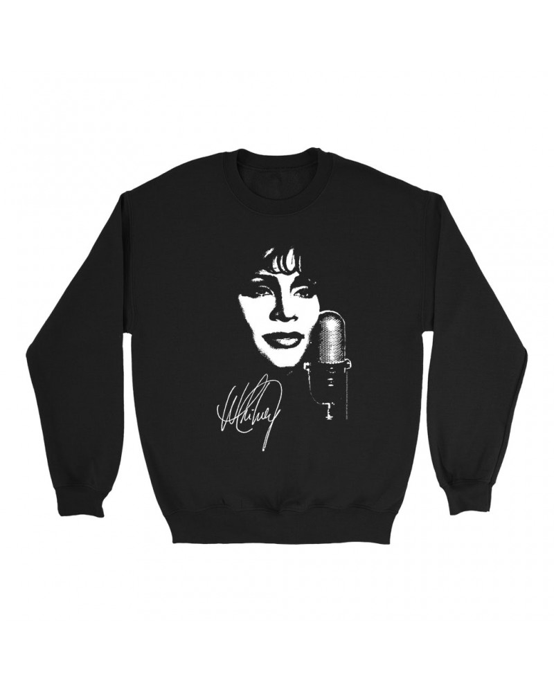 Whitney Houston Sweatshirt | Whitney Portrait Signature In White Sweatshirt $14.43 Sweatshirts