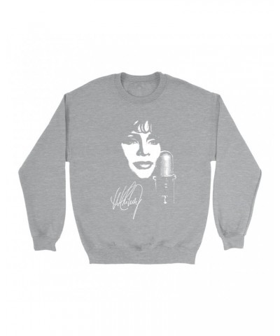 Whitney Houston Sweatshirt | Whitney Portrait Signature In White Sweatshirt $14.43 Sweatshirts