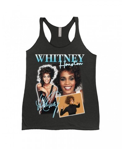 Whitney Houston Ladies' Tank Top | 1987 Turquoise Photo Collage Design Shirt $10.79 Shirts