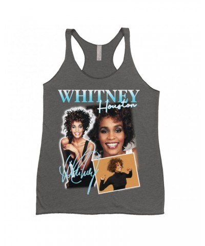 Whitney Houston Ladies' Tank Top | 1987 Turquoise Photo Collage Design Shirt $10.79 Shirts