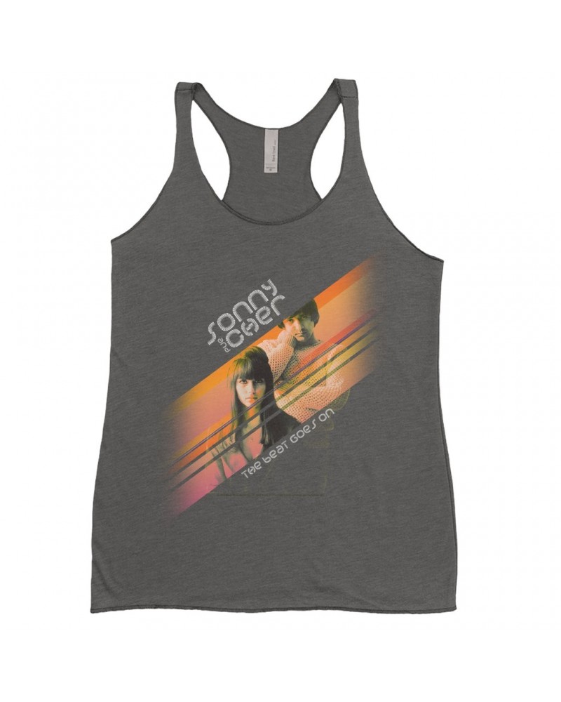 Sonny & Cher Ladies' Tank Top | The Beat Goes On Orange Stripes Shirt $7.99 Shirts