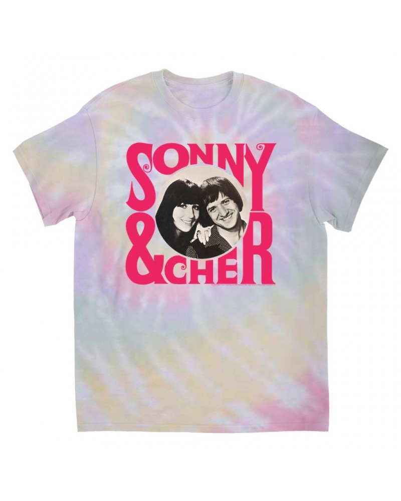 Sonny & Cher T-Shirt | Retro Pink Logo And Photo Tie Dye Shirt $4.71 Shirts