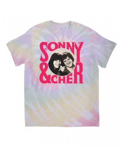 Sonny & Cher T-Shirt | Retro Pink Logo And Photo Tie Dye Shirt $4.71 Shirts