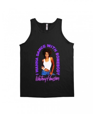 Whitney Houston Unisex Tank Top | I Wanna Dance With Somebody Neon Purple Image Shirt $6.29 Shirts