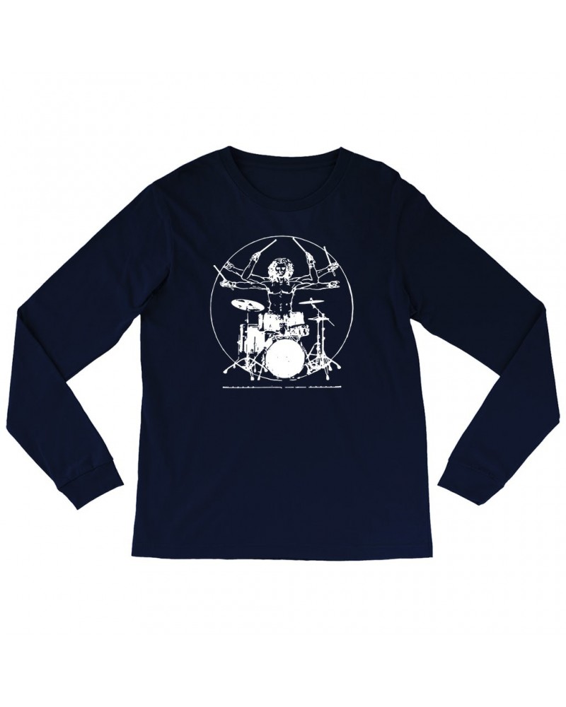 Music Life Long Sleeve Shirt | Vitruvian Drummer Shirt $6.61 Shirts