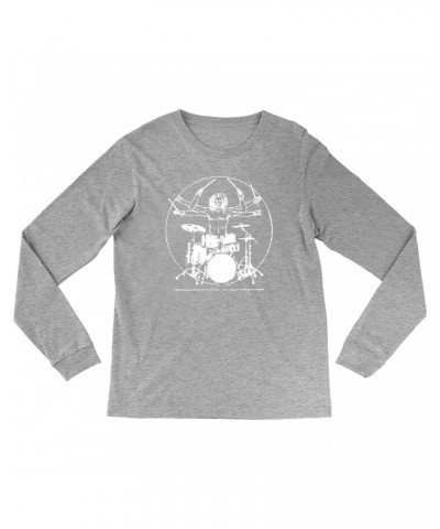 Music Life Long Sleeve Shirt | Vitruvian Drummer Shirt $6.61 Shirts