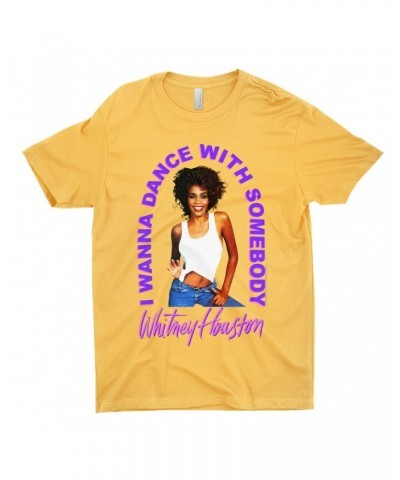 Whitney Houston T-Shirt | I Wanna Dance With Somebody Neon Purple Image Shirt $7.39 Shirts