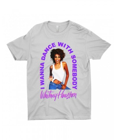 Whitney Houston T-Shirt | I Wanna Dance With Somebody Neon Purple Image Shirt $7.39 Shirts