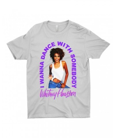 Whitney Houston T-Shirt | I Wanna Dance With Somebody Neon Purple Image Shirt $7.39 Shirts