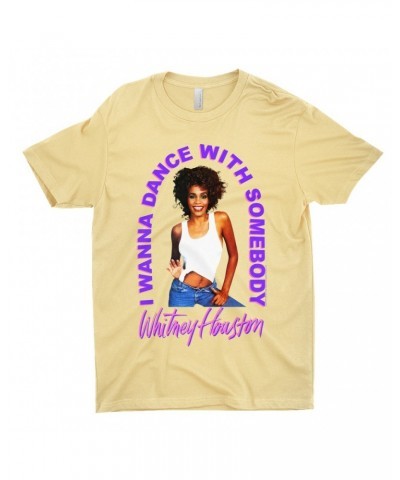 Whitney Houston T-Shirt | I Wanna Dance With Somebody Neon Purple Image Shirt $7.39 Shirts