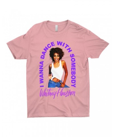 Whitney Houston T-Shirt | I Wanna Dance With Somebody Neon Purple Image Shirt $7.39 Shirts