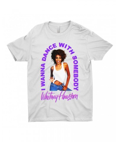 Whitney Houston T-Shirt | I Wanna Dance With Somebody Neon Purple Image Shirt $7.39 Shirts