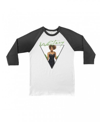 Whitney Houston 3/4 Sleeve Baseball Tee | 1987 Green Glove Photo Triangle Design Shirt $7.67 Shirts