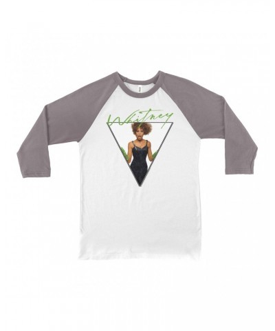 Whitney Houston 3/4 Sleeve Baseball Tee | 1987 Green Glove Photo Triangle Design Shirt $7.67 Shirts