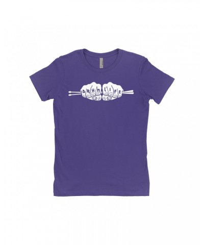 Music Life Ladies' Boyfriend T-Shirt | Drum Life Knucks Shirt $7.78 Shirts